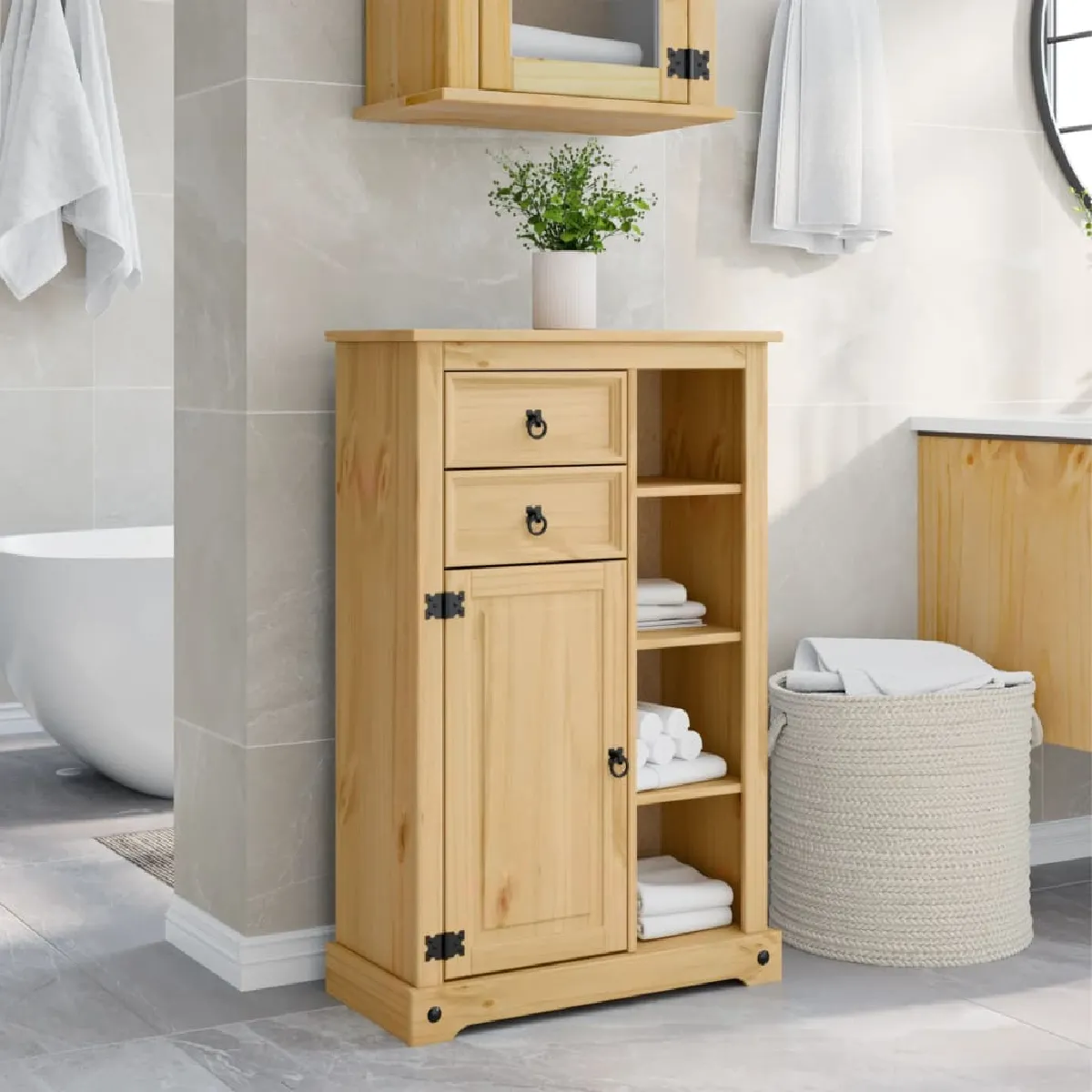 vidaXL Armoire salle de bain pin massif Corona