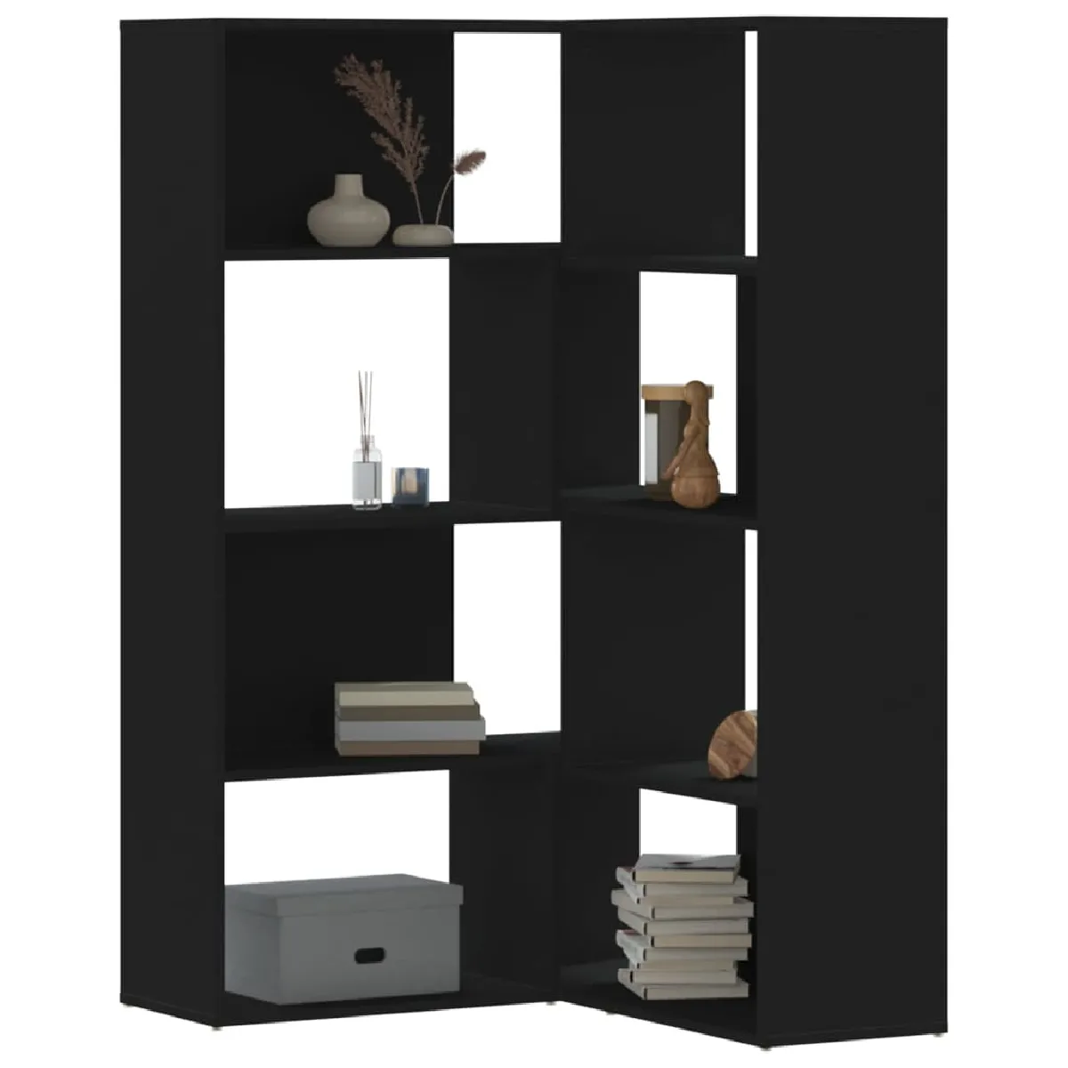 Vidaxl Noir Bibliothèque D'angle 4 Niveaux