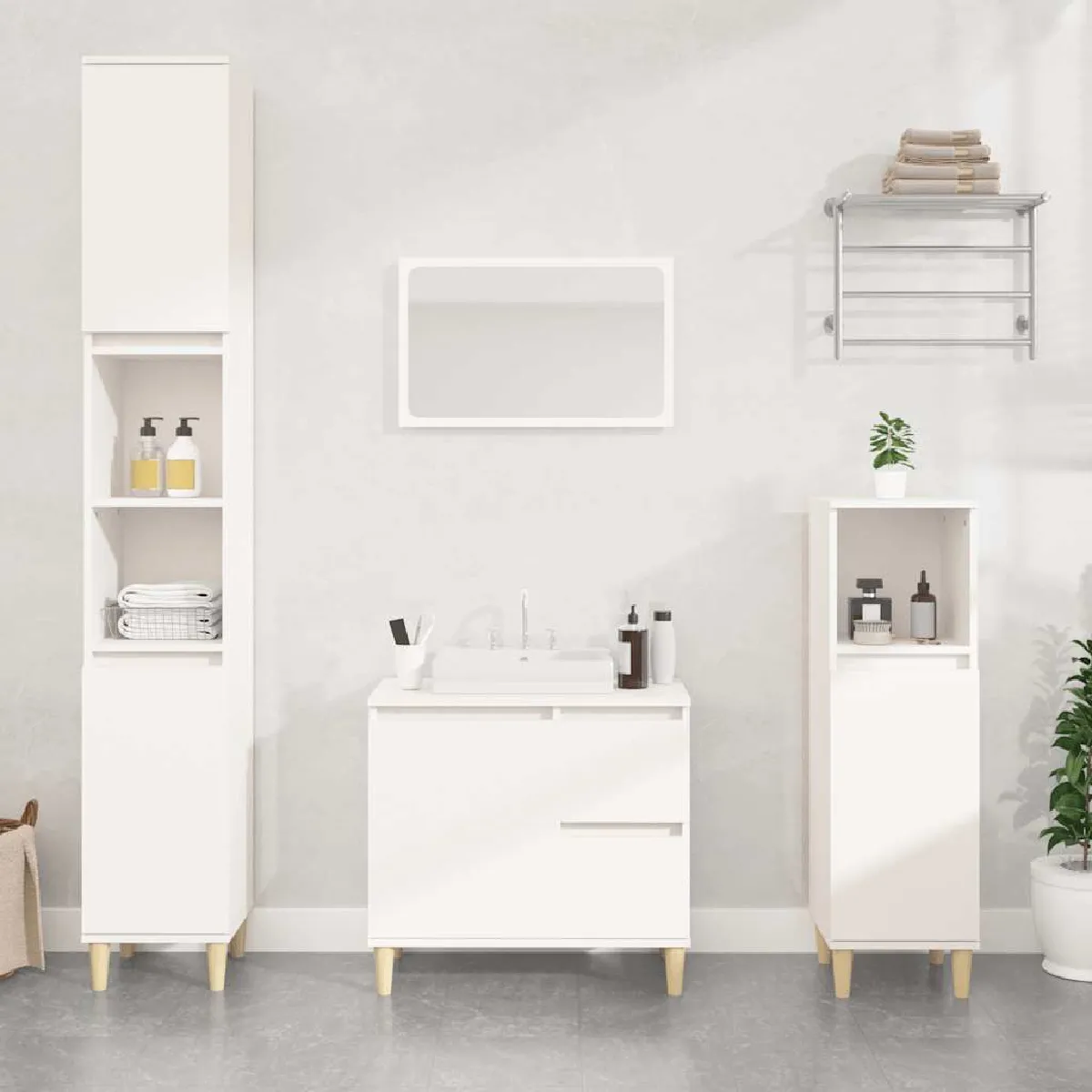 VidaXL Armoire de salle de bain - Blanc