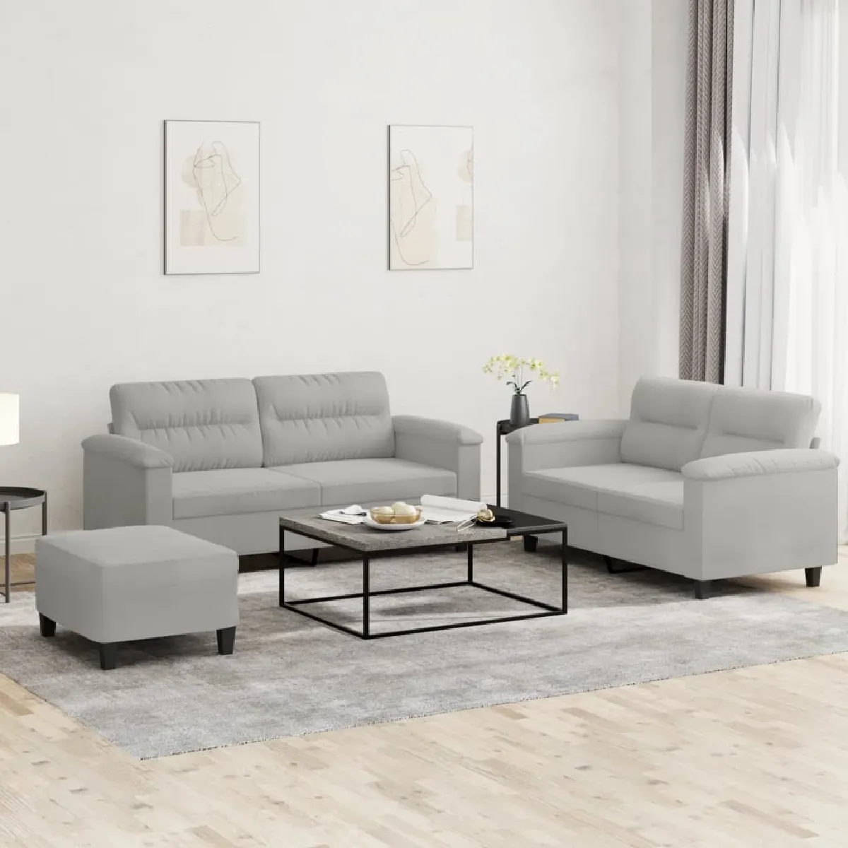 vidaXL Ensemble de canapés 3 pcs avec coussins - vue 4