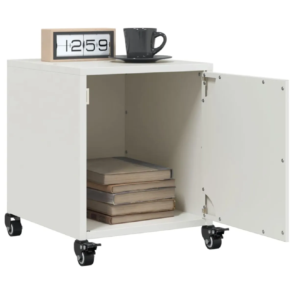 VIDAXL - Table de chevet - Acier - Blanc - 36x39x43,5 cm - Set de 2 - Image 3