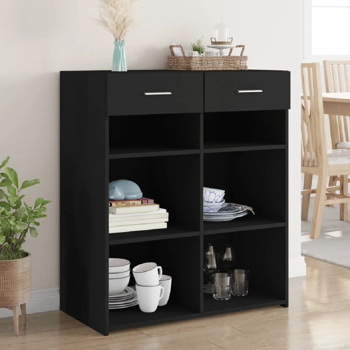 Vidaxl Buffet noir 80x42,5x93 cm bois d'ingénierie