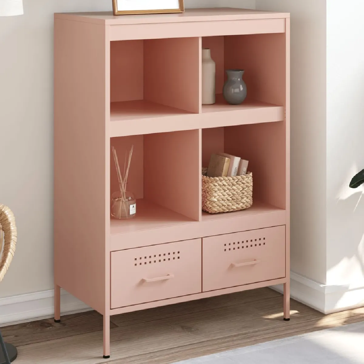 VidaXL Buffet Haut Rose Acier