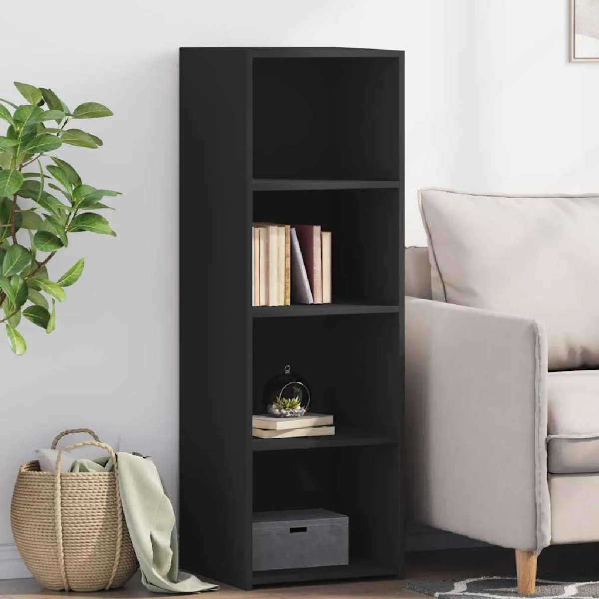 Non Communiqué Noir Vidaxl Buffet 40X41x124 Cm Bois D'ingénierie 846384 - Image 3
