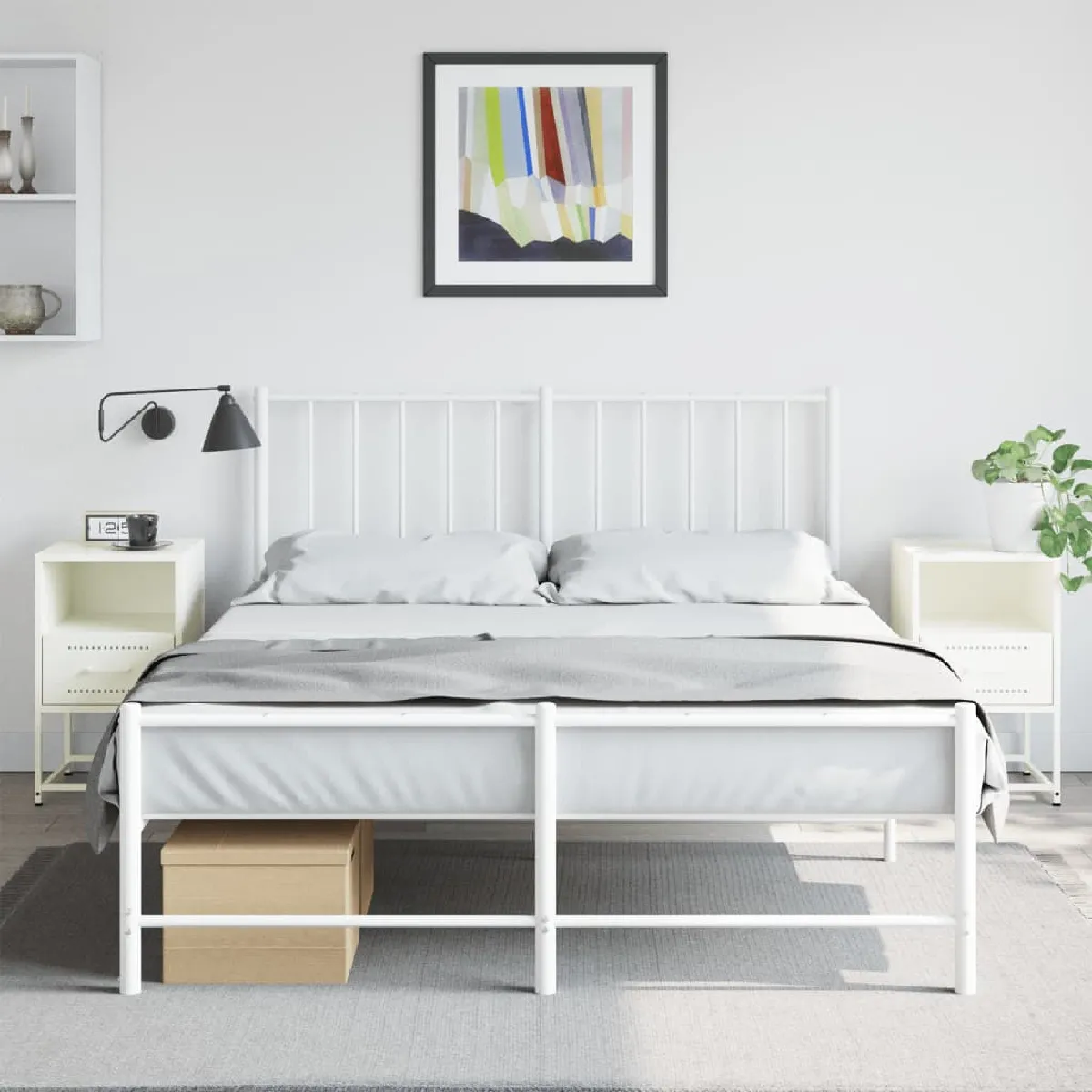 Non Communiqué Blanc Vidaxl Tables De Chevet 2 Pcs 36X39x60,5 Cm Acier, Armoire, Armoire Latérale, Meuble De Chambre À Coucher, Table De 846565 - Image 3