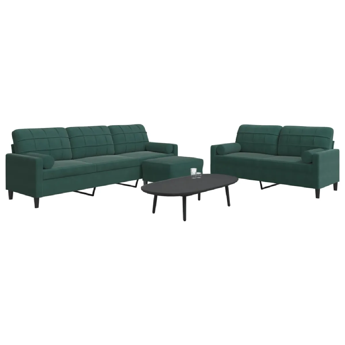 Non Communiqué Multicolore Ensemble De Canapés 3 Pcs Avec Coussins Et Traversins Velours - Image 3