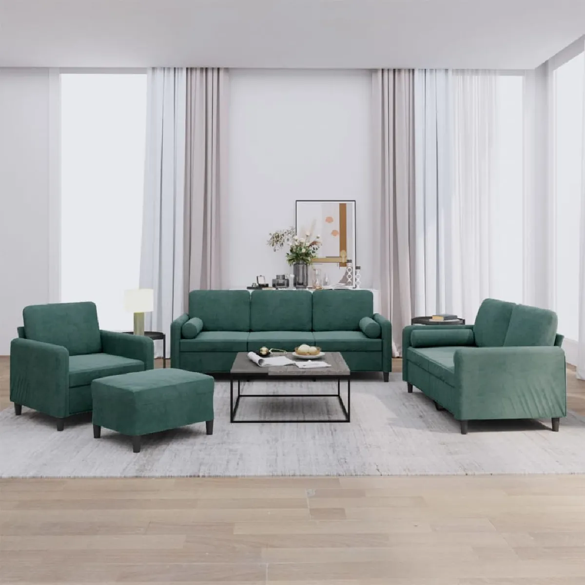 vidaXL Ensemble Canapés 4 pcs Velours - vue 3