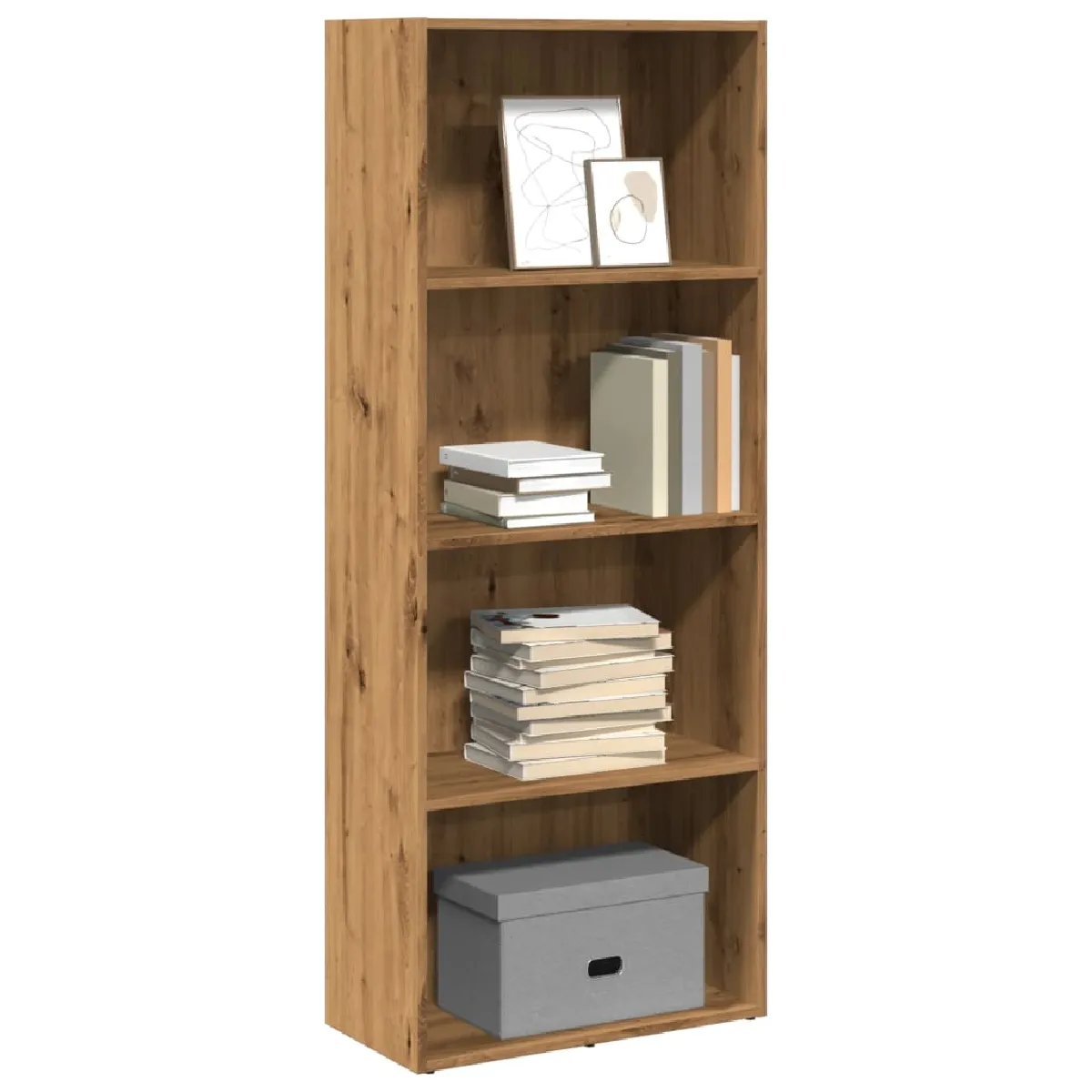 Non Communiqué Marron Bibliothèque Chêne Artisanal 60X30x152 Cm Bois D Ingénierie - Image 3
