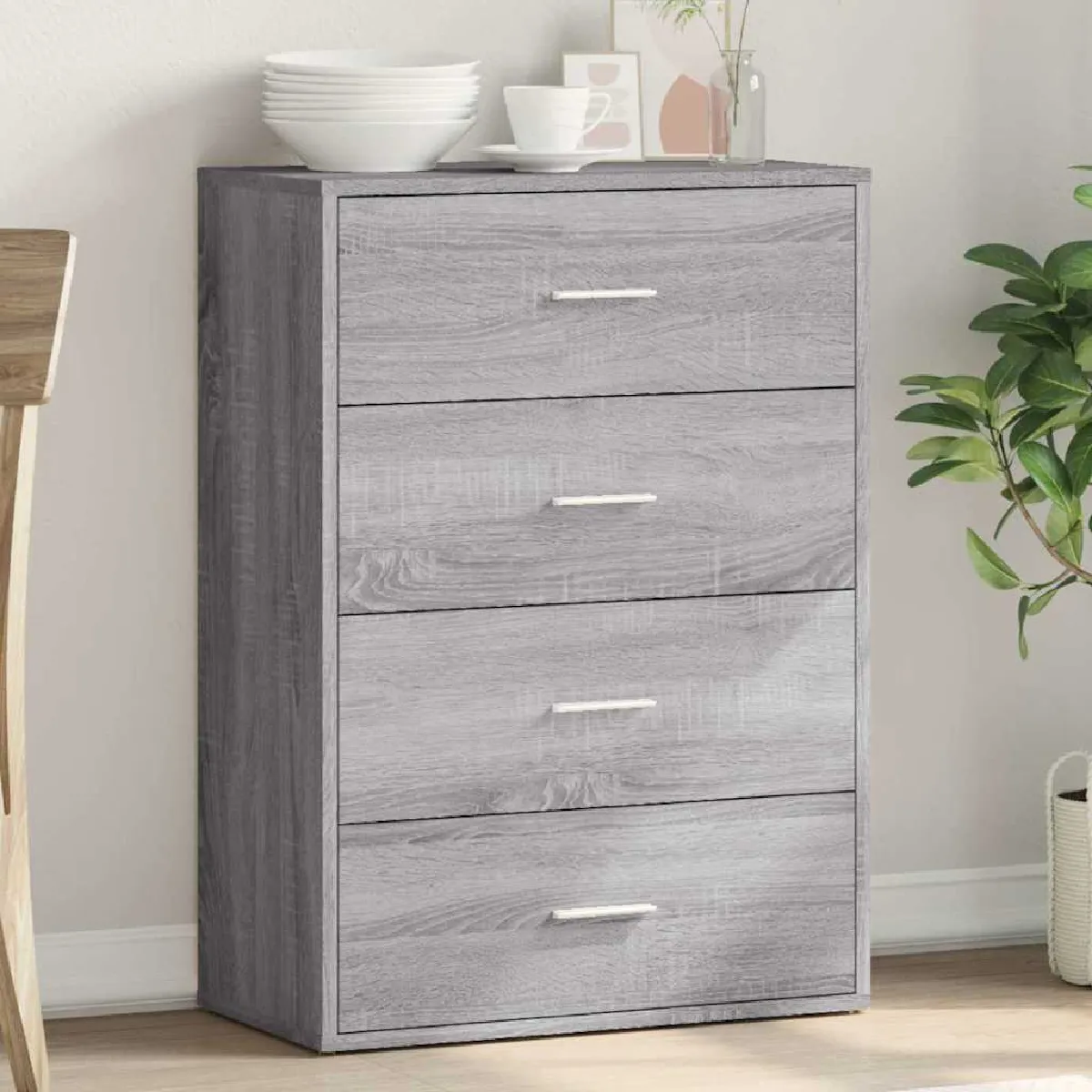 Non Communiqué Gris Vidaxl Buffet, Armoire Latérale Avec Tiroirs, Meuble De Rangement Salon Salle De Séjour Intérieur, Moderne, Sonoma Bois 840504 - Image 3