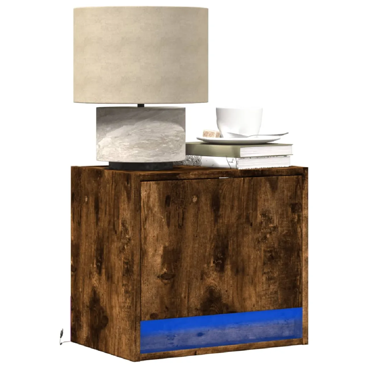 Vidaxl Tables De Chevet Murales Led 2 Pcs - Chêne Fumé