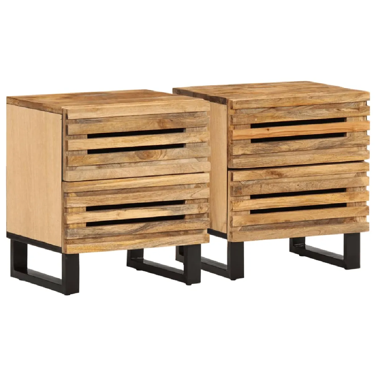 vidaXL Tables de chevet 2 pièces Bois de Manguier