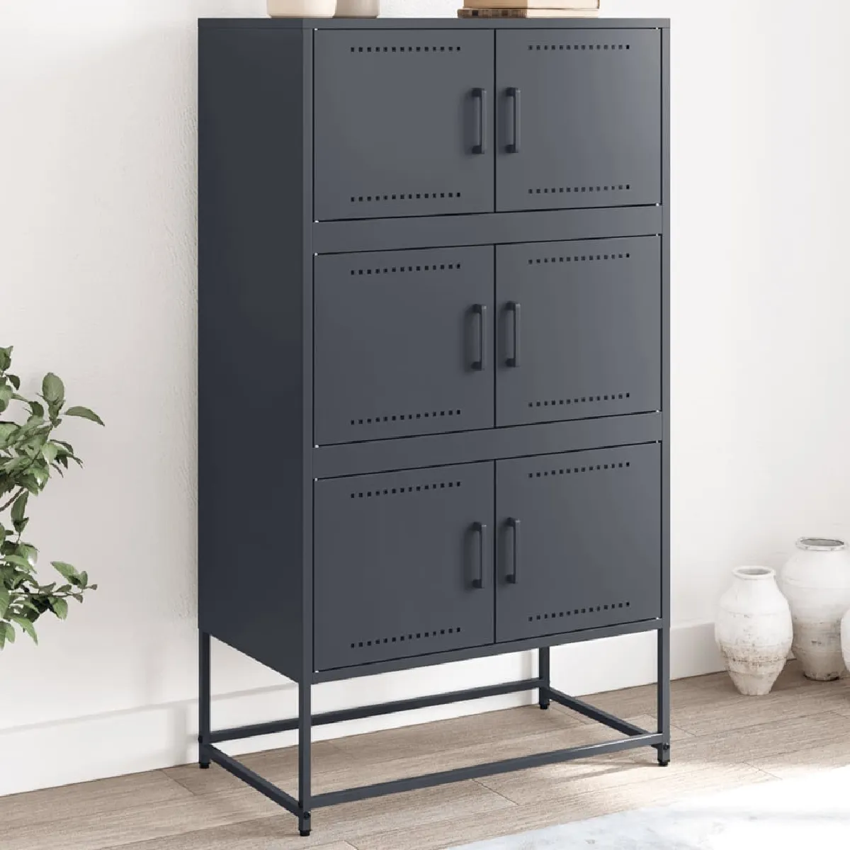 VIDAXL - Buffet - Meuble de Rangement - Anthracite - 68,5x38,5x123,5 cm - Image 3