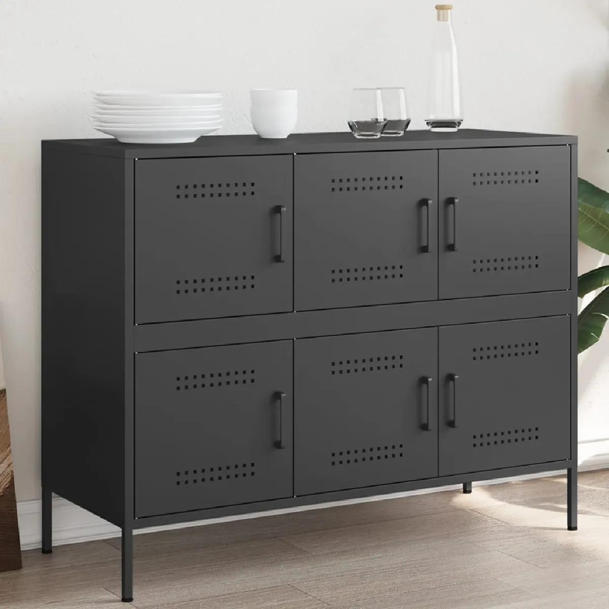 Non Communiqué Noir Buffet 100,5X39x79 Cm Acier - Image 3