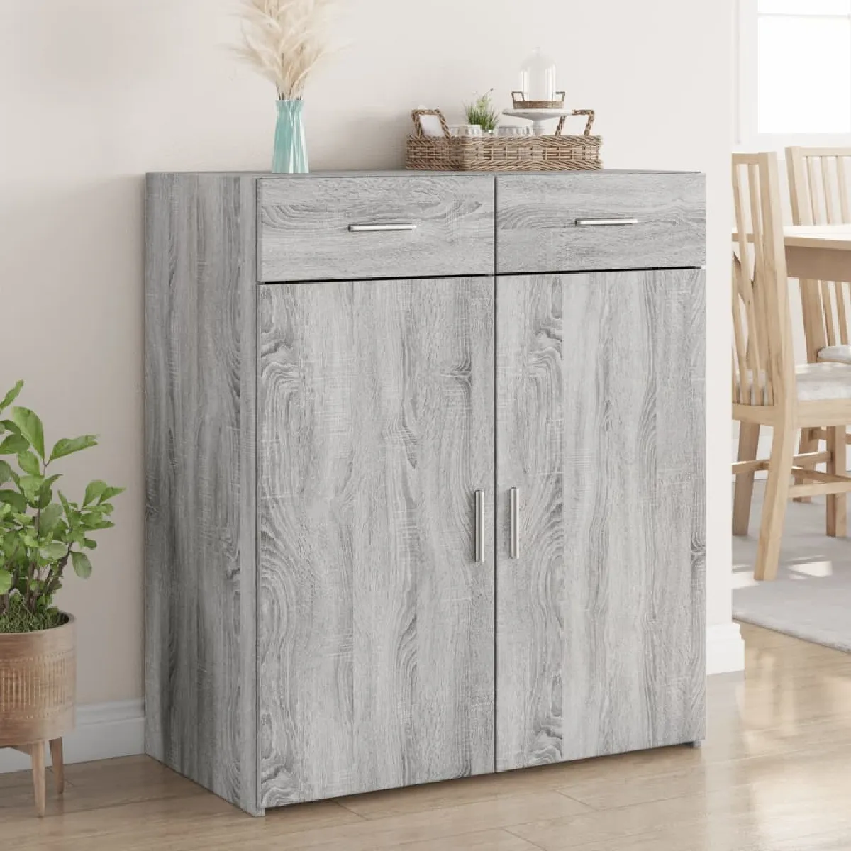 Non Communiqué Gris Vidaxl Buffet Sonoma 80X42,5X93 Cm Bois D'ingénierie, Armoire, Armoire Latérale, Armoire De Rangement, Armoire, 3281474 - Image 3