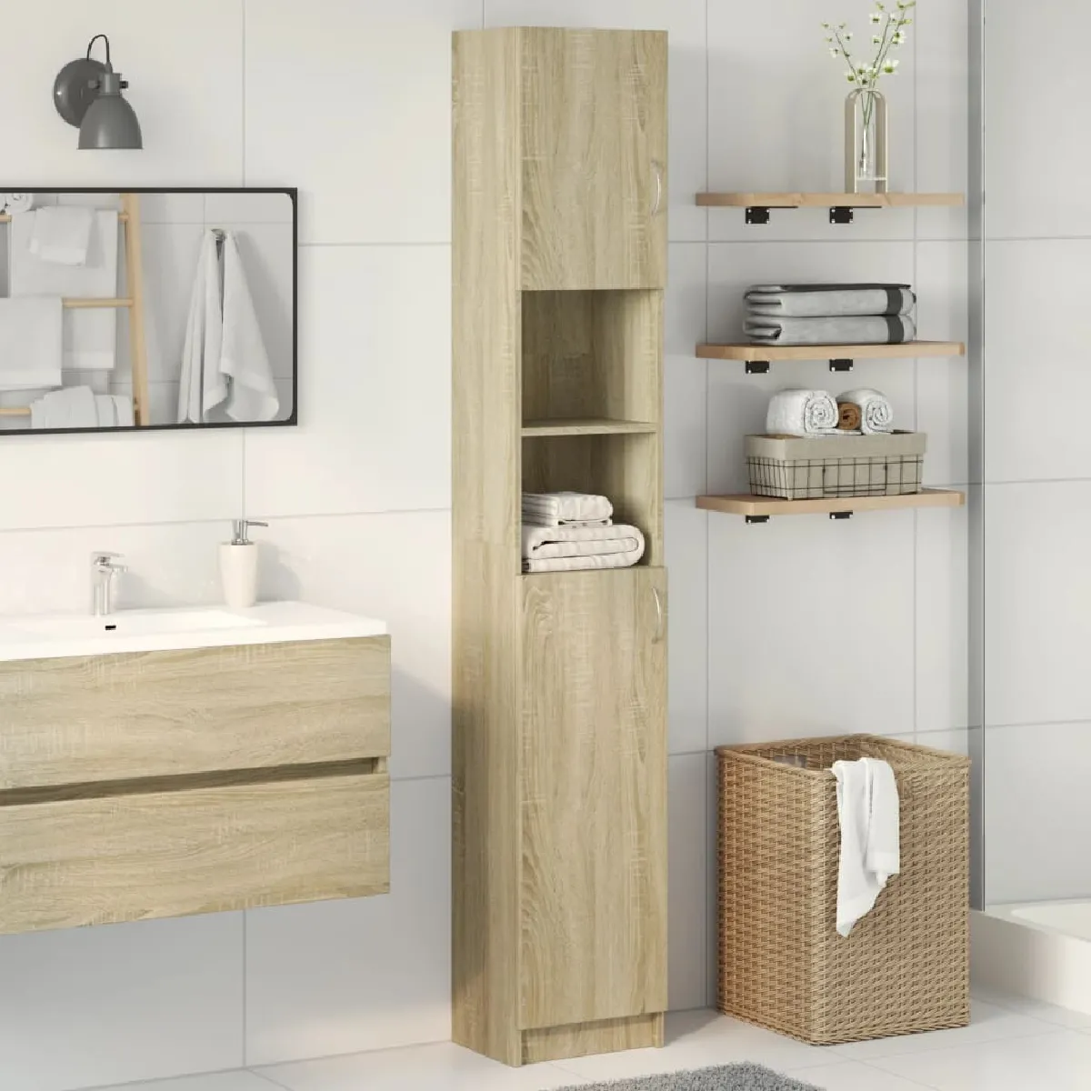 Vidaxl Armoire salle de bain chêne sonoma 32x25,5x190 cm