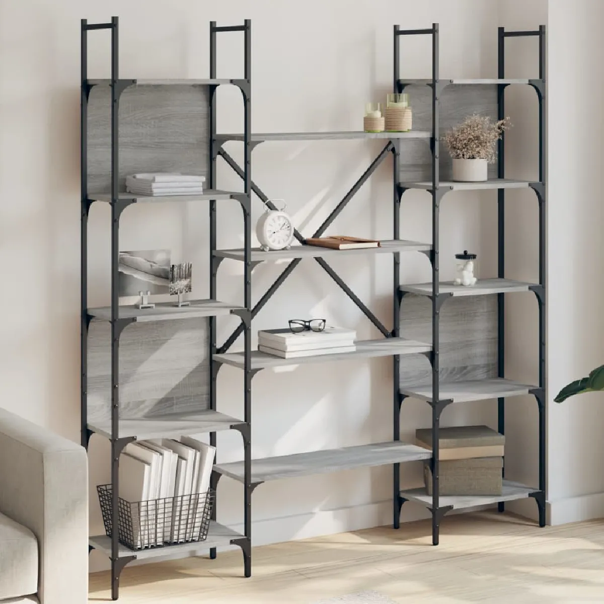 Vidaxl Bibliothèque sonoma gris 155,5x24x166,5 cm bois d'ingénierie 838861