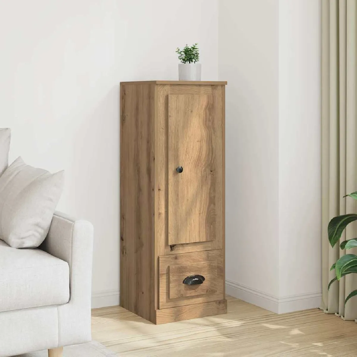 Non Communiqué Marron Vidaxl Buffet Haut Chêne Artisanal 36X35,5X103,5 Cm Bois D'ingénierie 857146 - Image 3