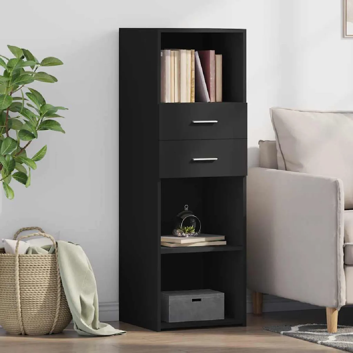 Vidaxl Buffet haut Noir 124 cm