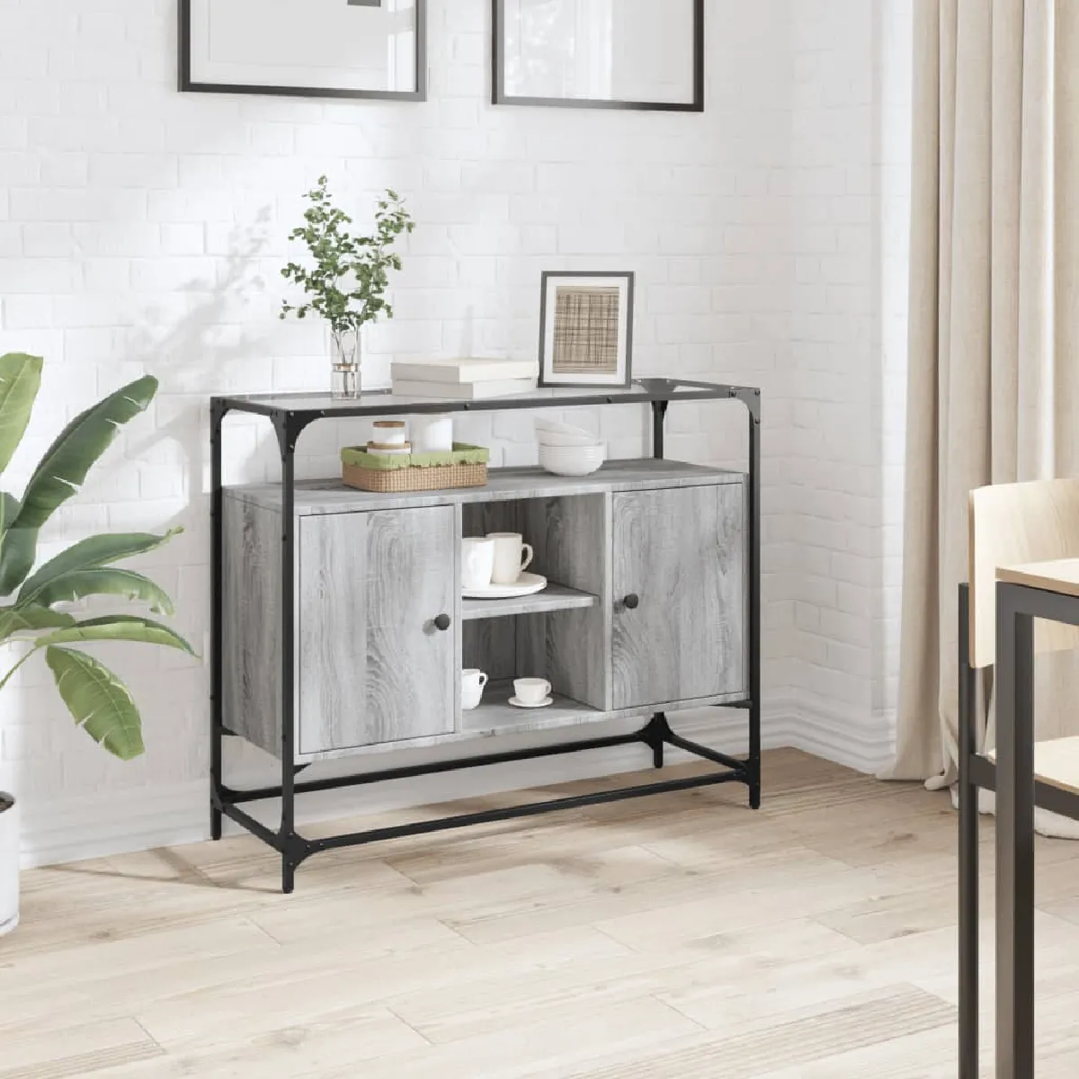 VIDAXL - Buffet - Meuble de Rangement - Bois d'Ingénierie - Gris - Image 3