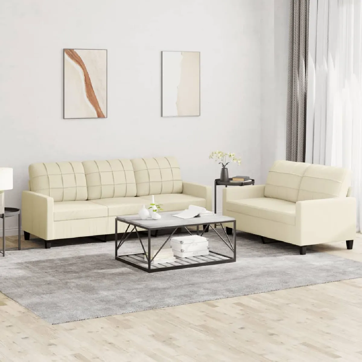 VidaXL Ensemble deux canapés Crème