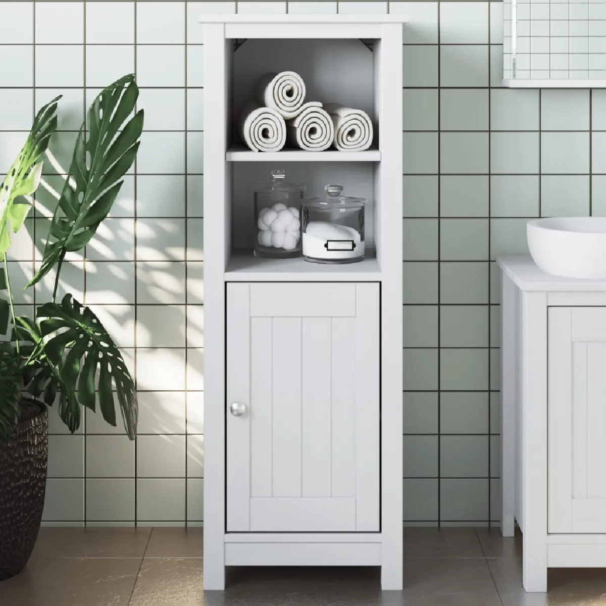 vidaXL Armoire salle de bain BERG blanc pin massif