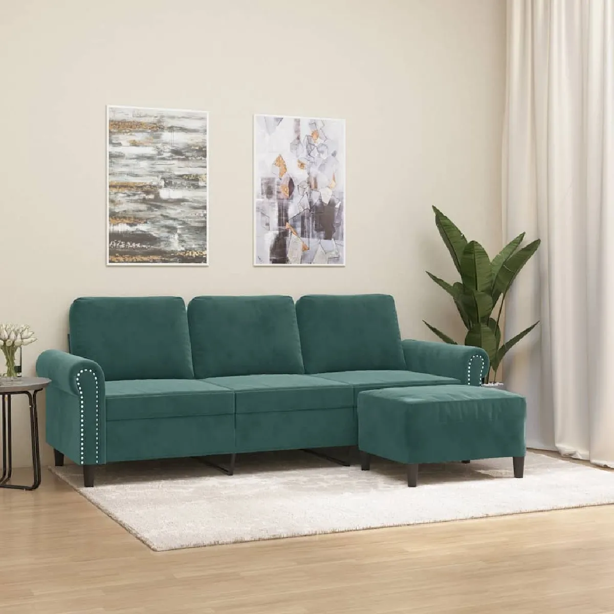 VidaXL Canapé à 3 Places avec Repose Pieds - vue 7