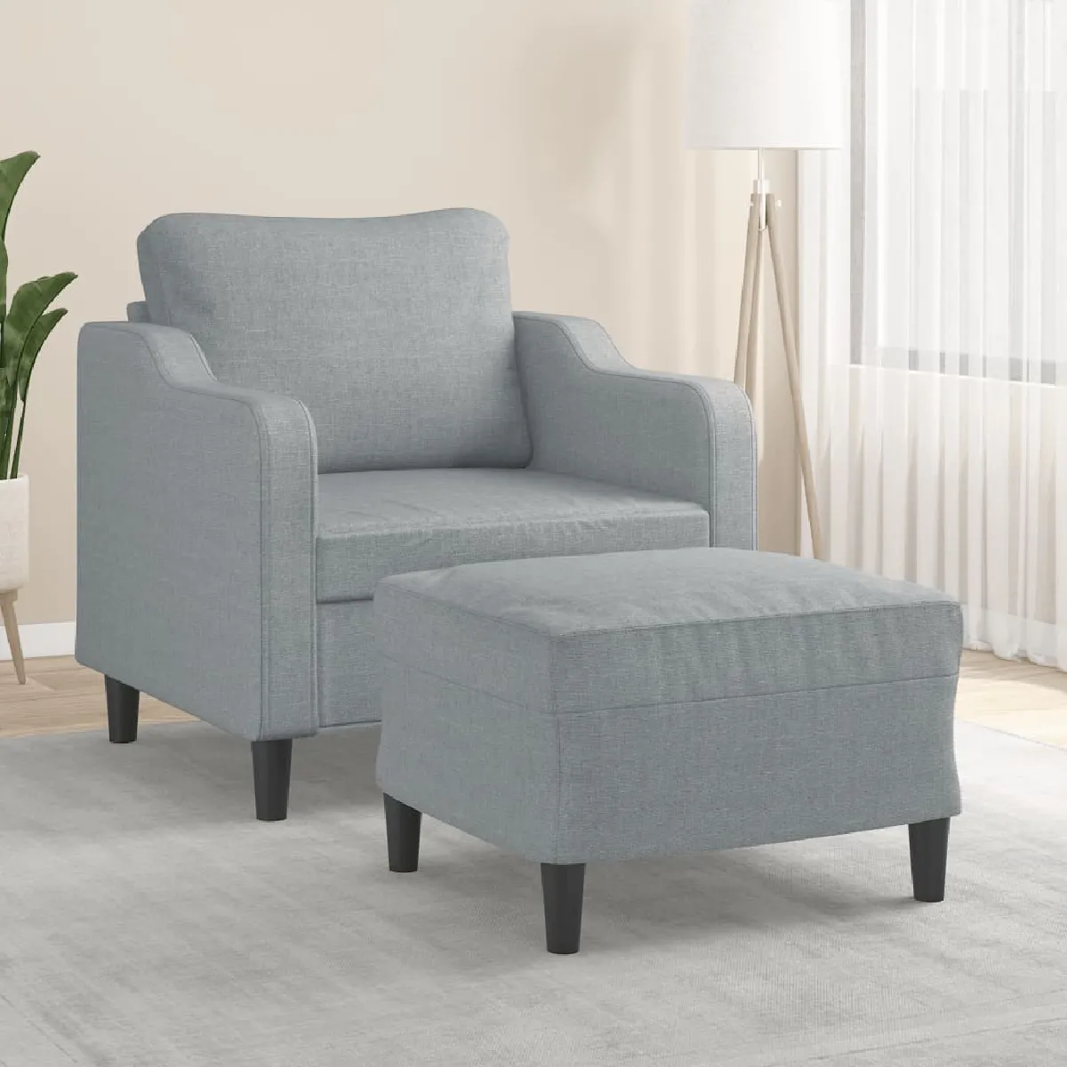 VIDAXL Fauteuil avec repose-pied - Gris clair