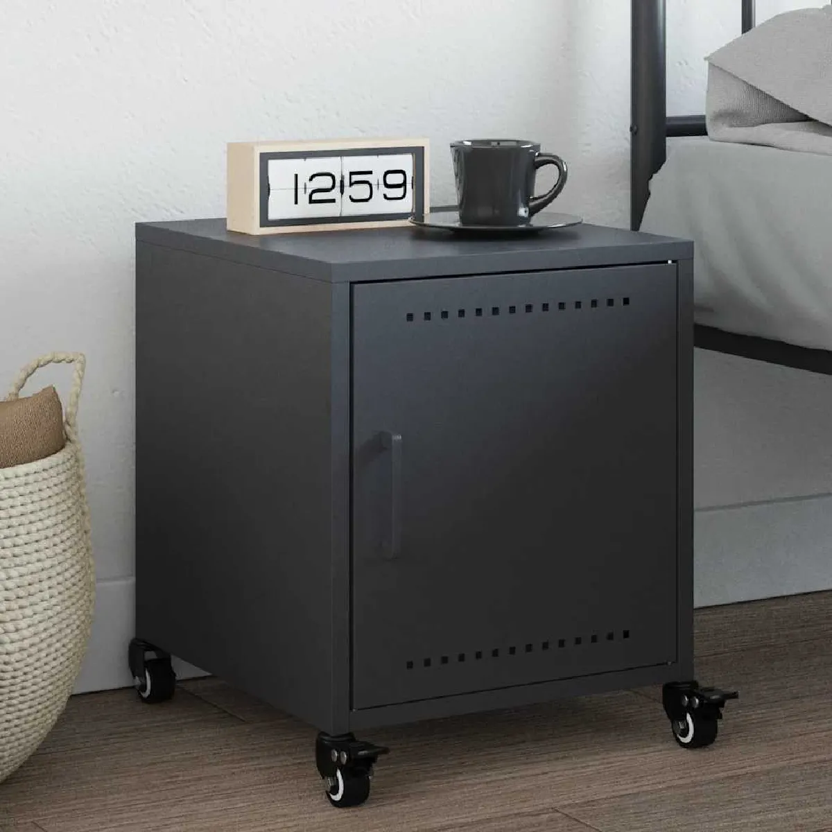 VIDAXL - Table de chevet - Acier - Anthracite - 36x39x43,5 cm - Image 3