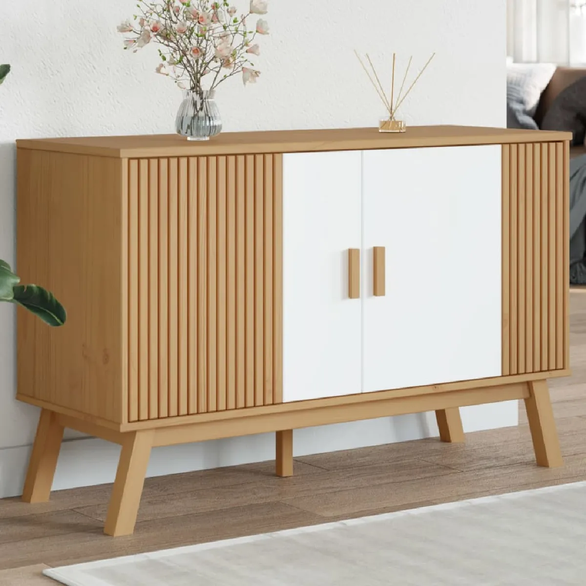 Non Communiqué Marron Vidaxl Buffet, Meuble De Rangement Avec Pieds, Armoire De Rangement, Organisateur Intérieur Salon, Moderne, Blanc Et 358611 - Image 3