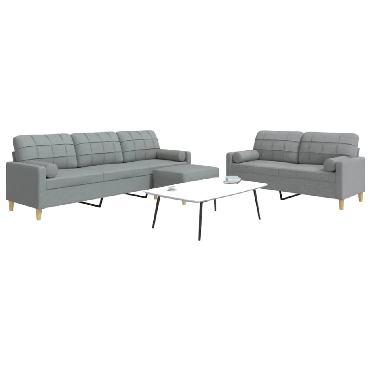 Non Communiqué Multicolore Ensemble De Canapés 3 Pcs Repose Pied Et Coussins Décoratifs - Image 3