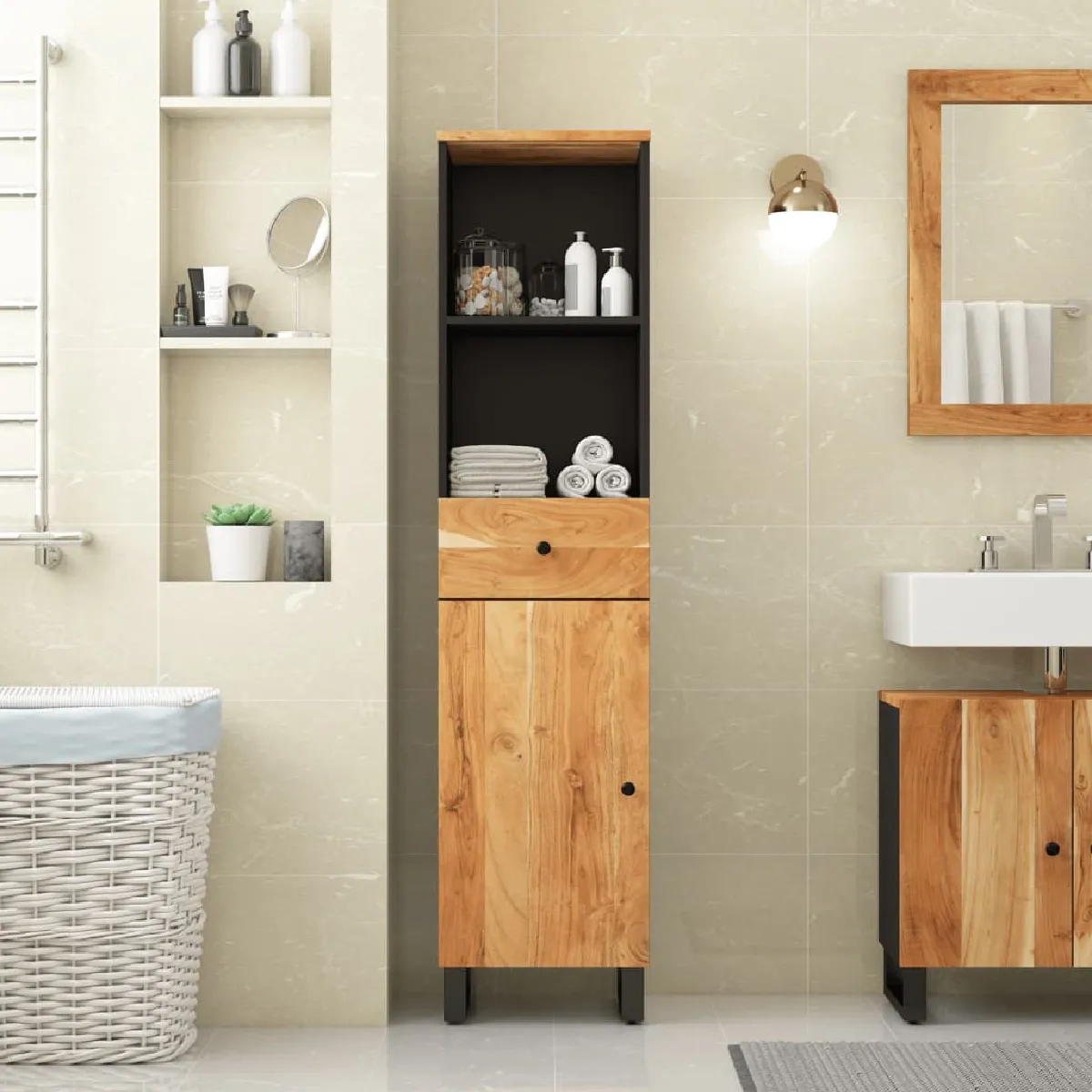 vidaXL Armoire salle de bain - Bois Acacia