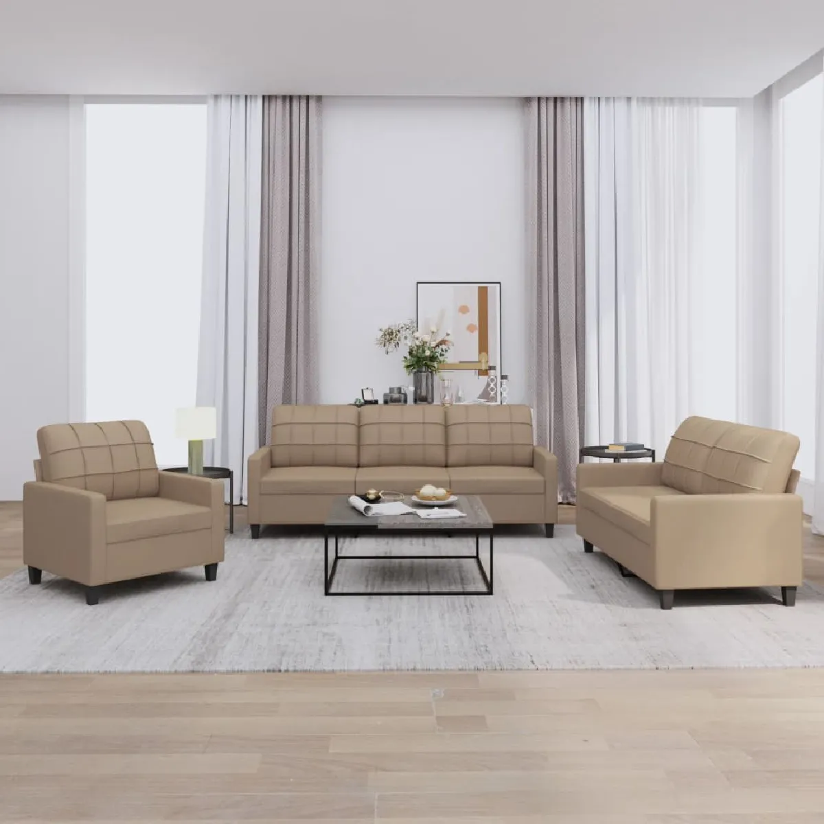 vidaXL Ensemble de canapés 3 pcs Cappuccino