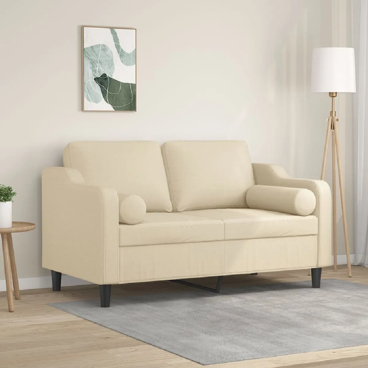 vidaXL Canapé 2 Places Crème 120 cm