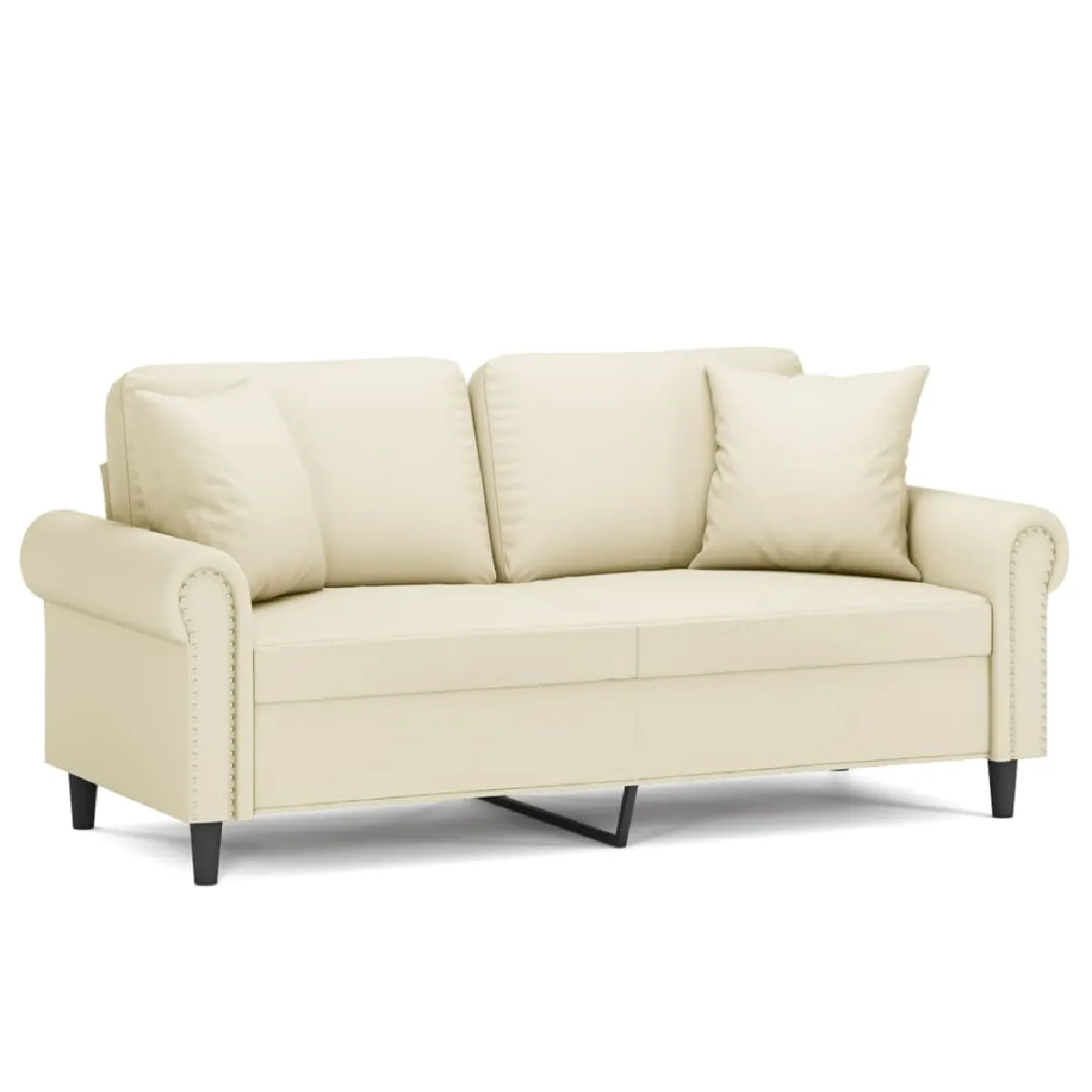 Chaise Longue Rembourrée Velours Crème 2 Places - 141x55.5 Cm - Structure Bois, Mousse HR - VidaXL - 8