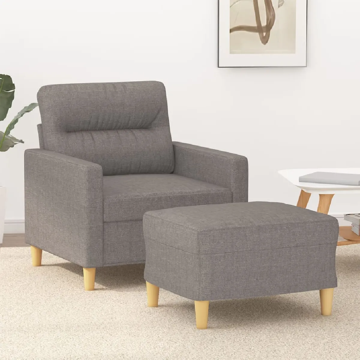 vidaXL Fauteuil avec Repose-pied - Taupe