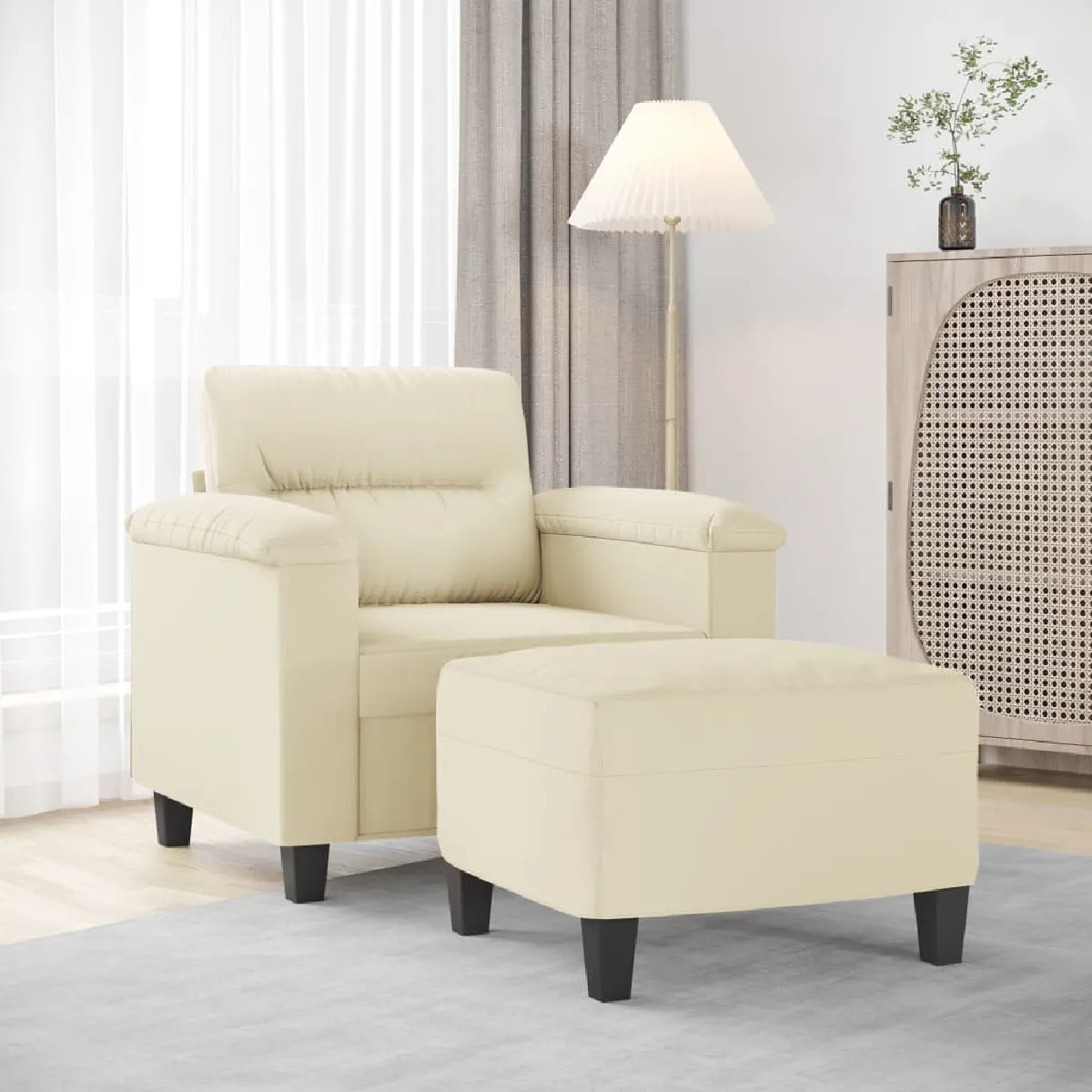 VidaXL Fauteuil avec repose pied Crème