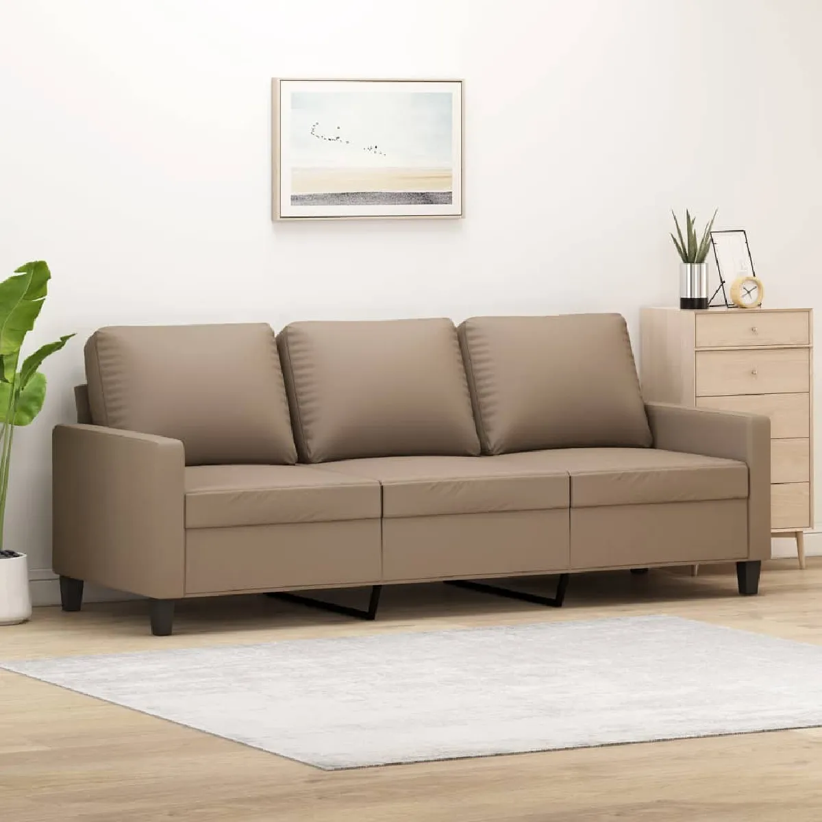 vidaXL Canapé 3 places Cappuccino 180 cm Similicuir