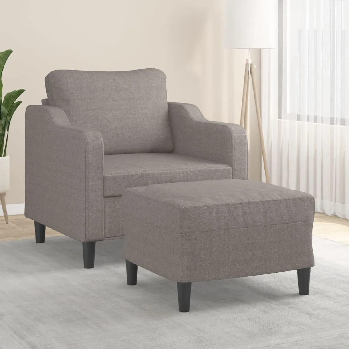 vidaXL - Fauteuil avec repose-pied Taupe