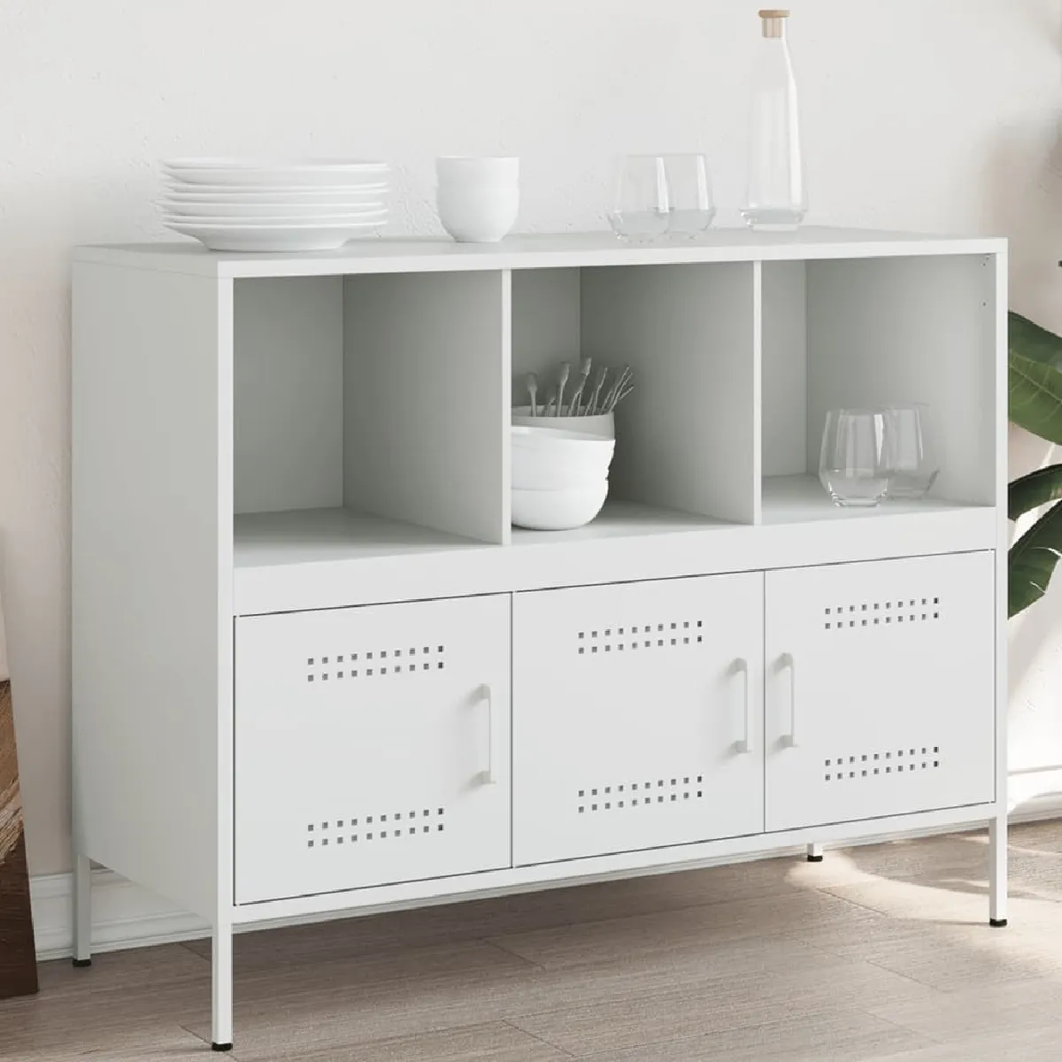 Vidaxl Blanc Buffet - Acier