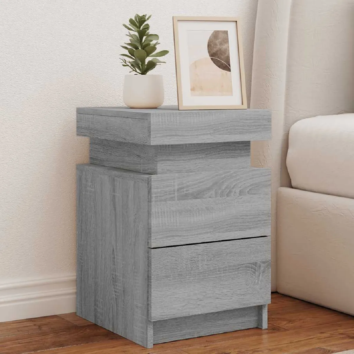 VIDAXL - Table de chevet - 35x39x55cm - Gris - Lot de 2 - Image 3