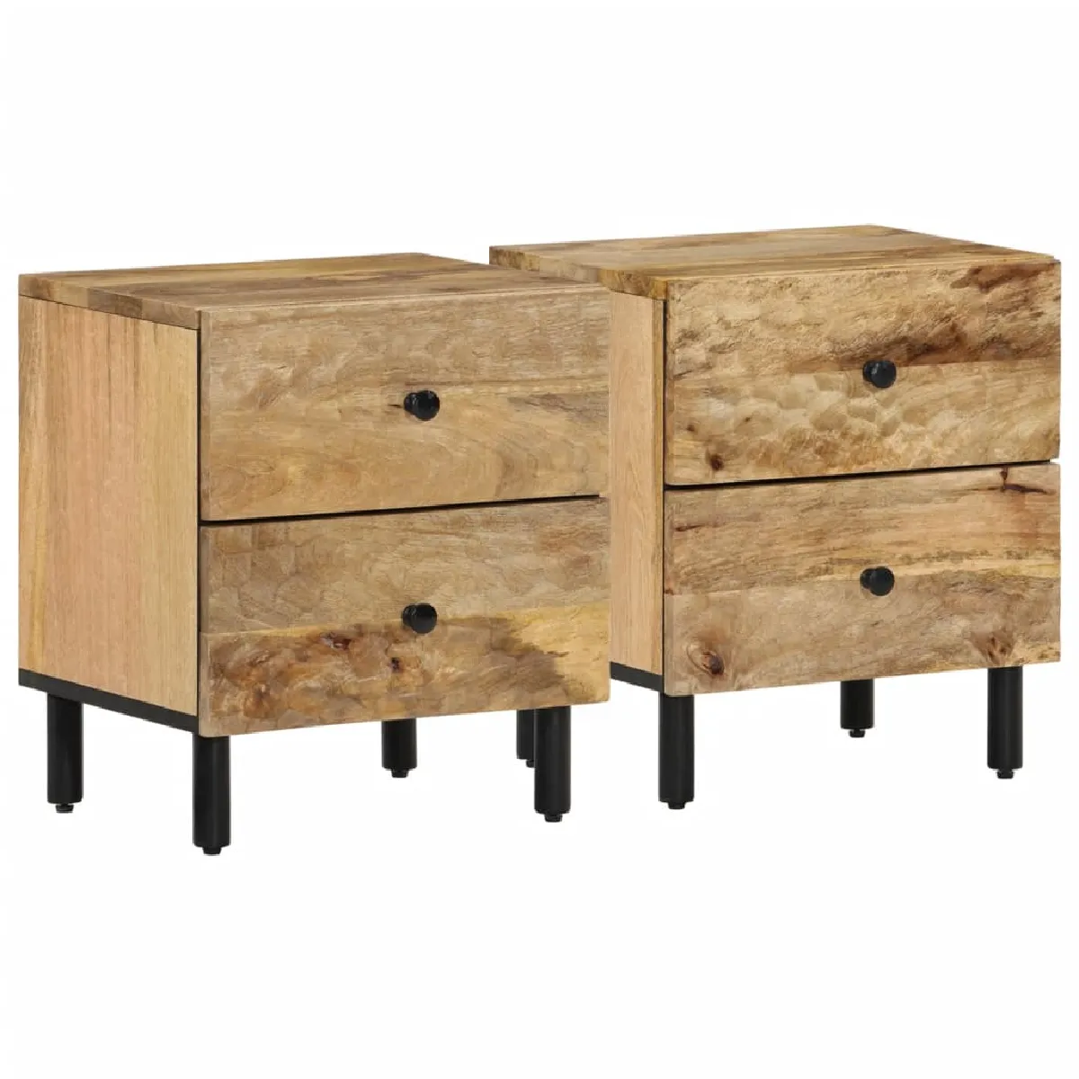 vidaXL Tables de Chevet 2 pcs Bois de Manguier Solide