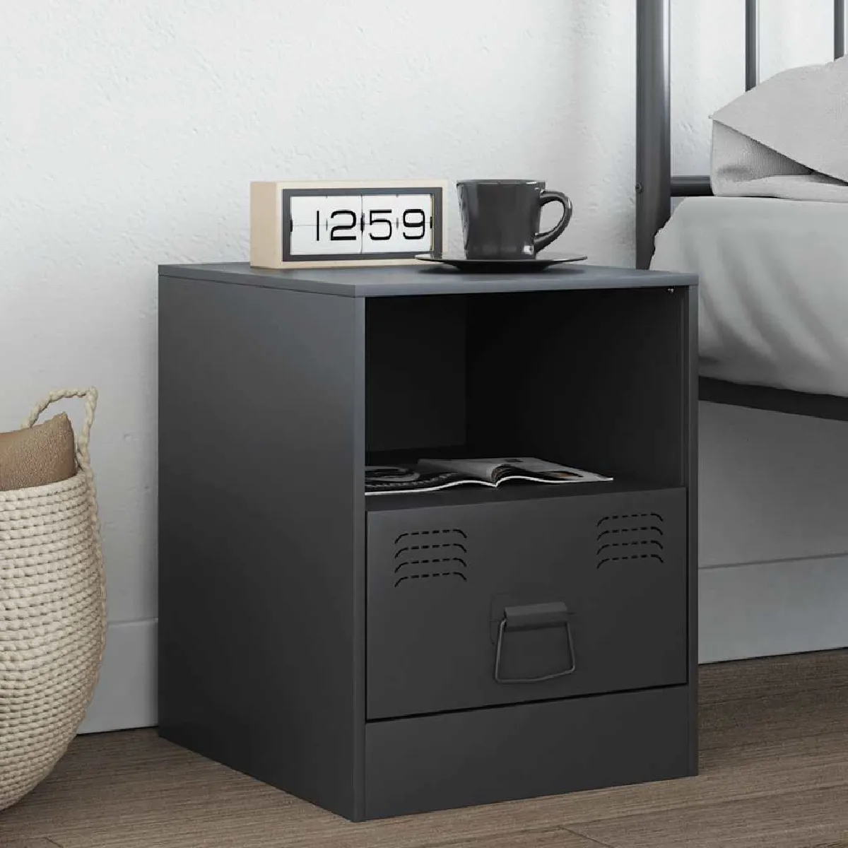 Vidaxl Table De Chevet Anthracite