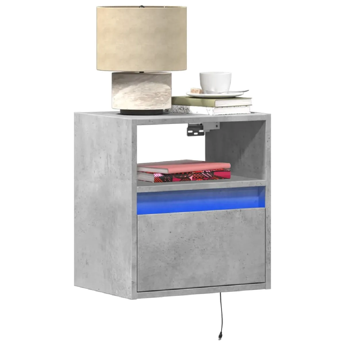 Vidaxl Gris Tables De Chevet Murales Led - Béton