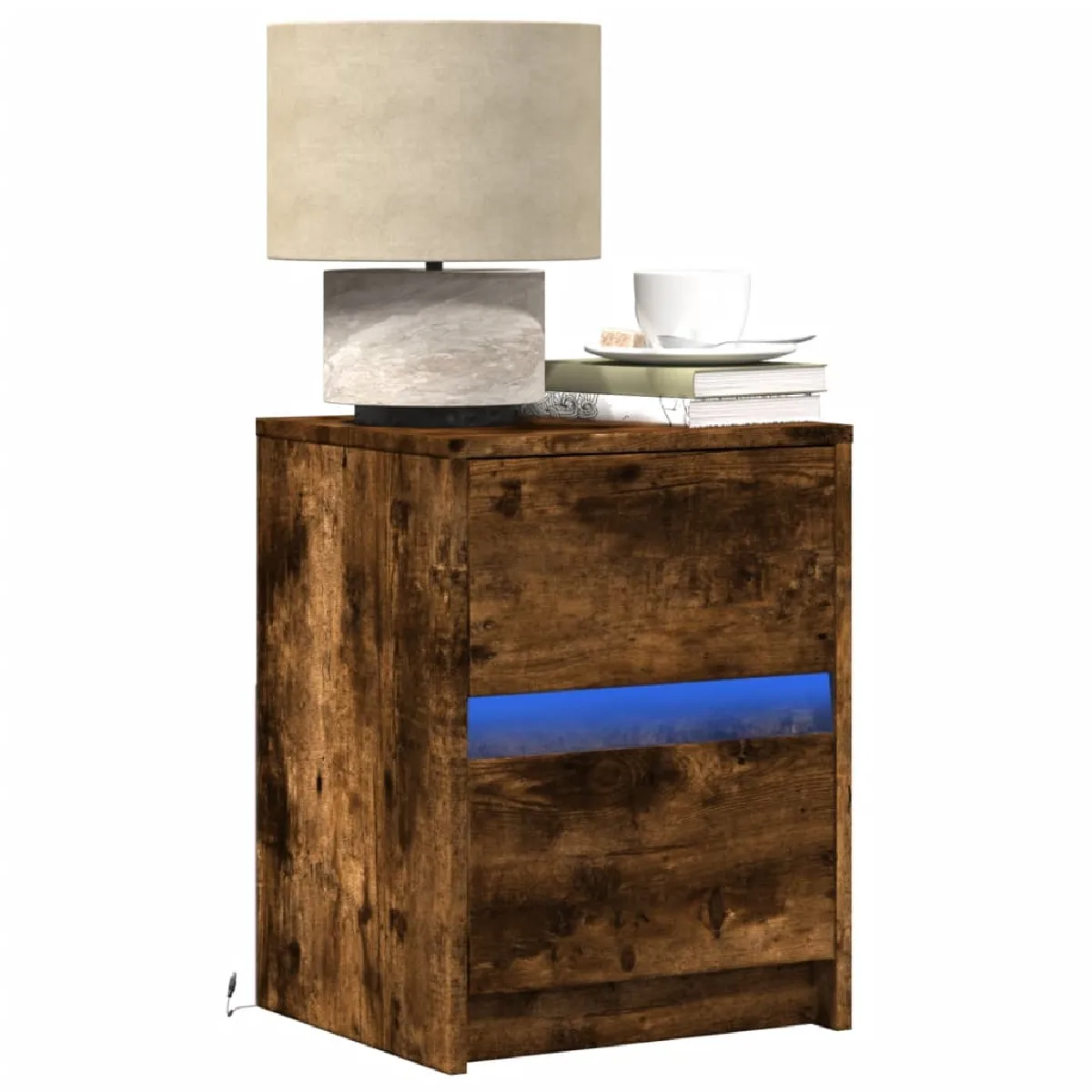 Vidaxl Armoires De Chevet Led - Chêne Fumé