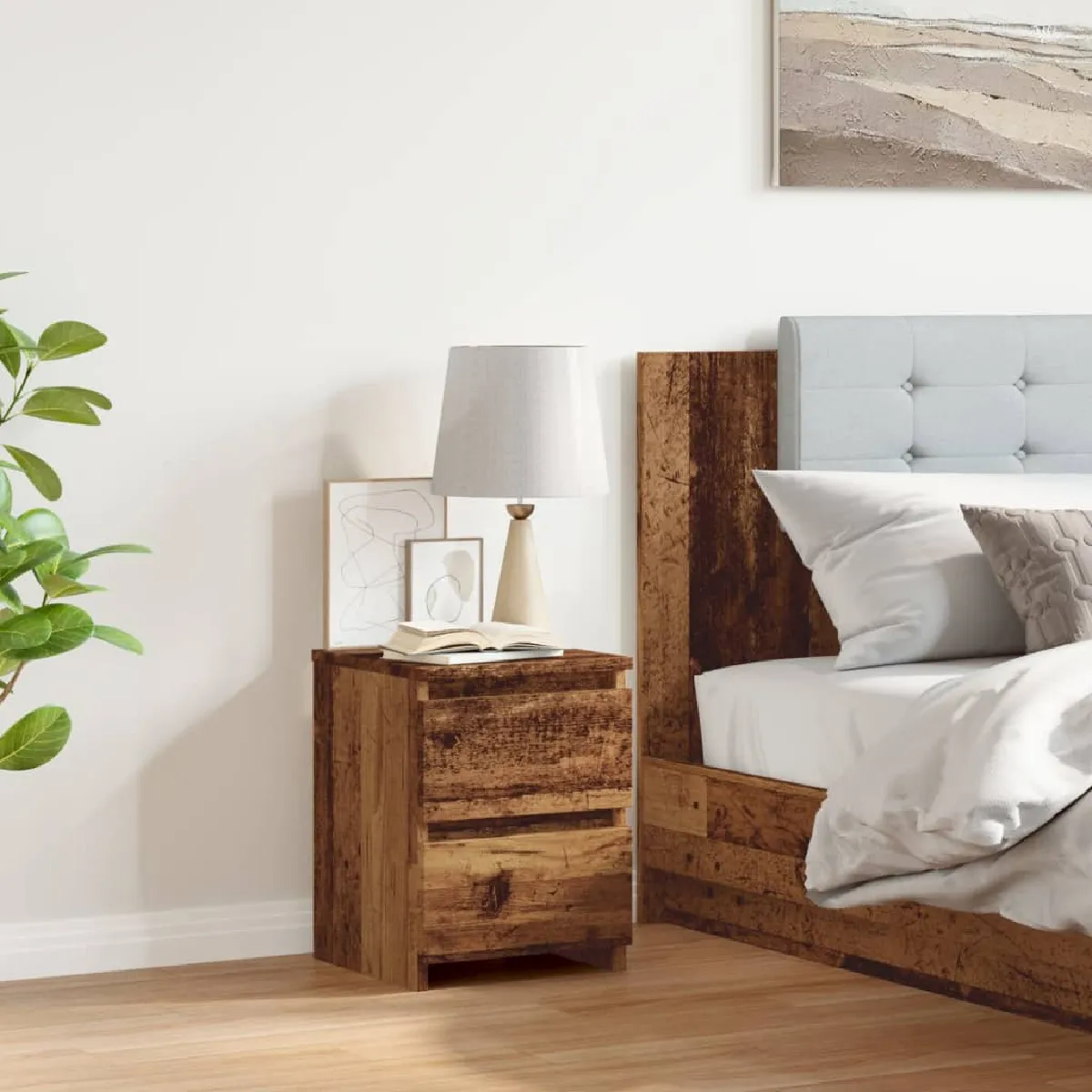 vidaXL Table de chevet vieux bois