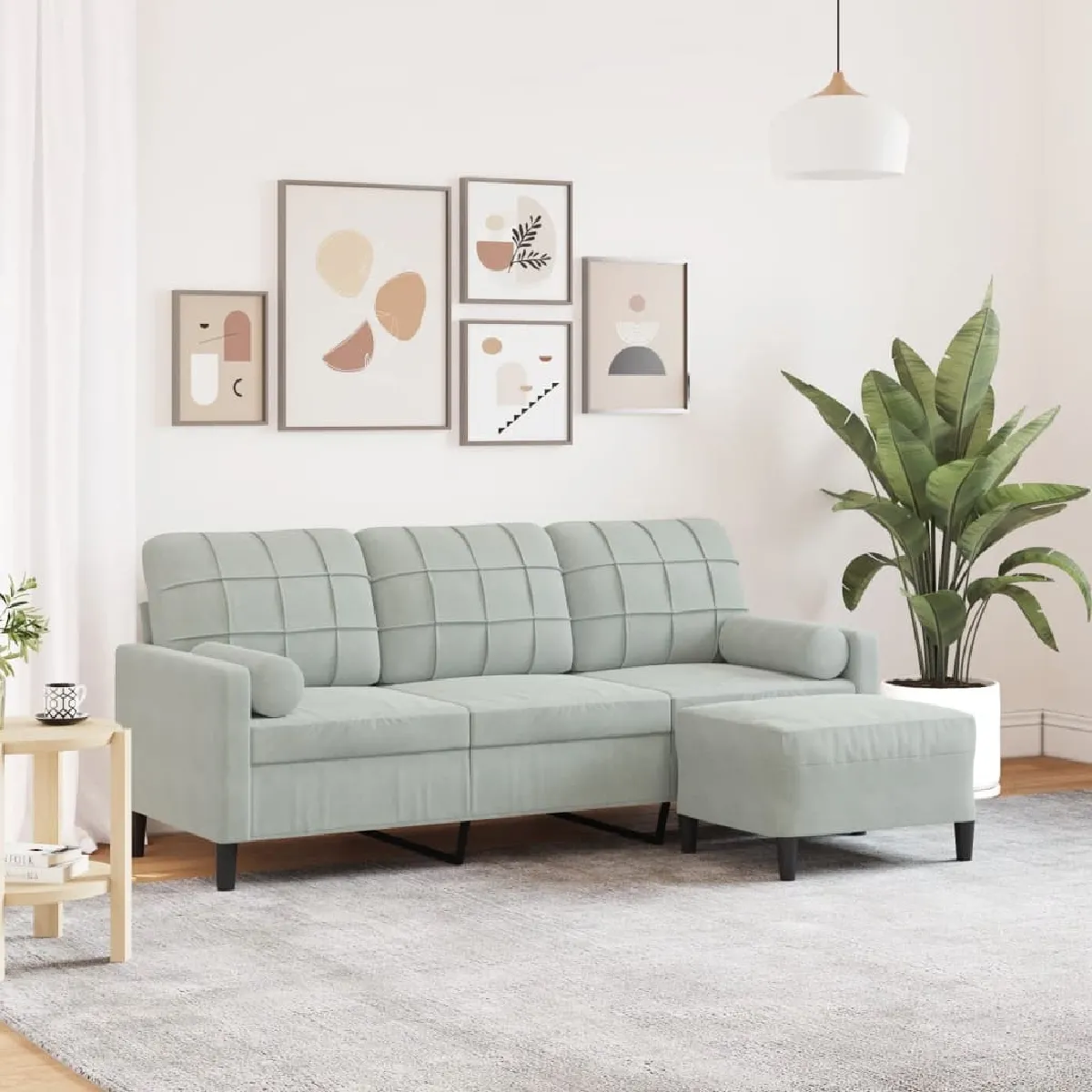 VidaXL Canapé à 3 Places avec Repose Pieds - vue 8