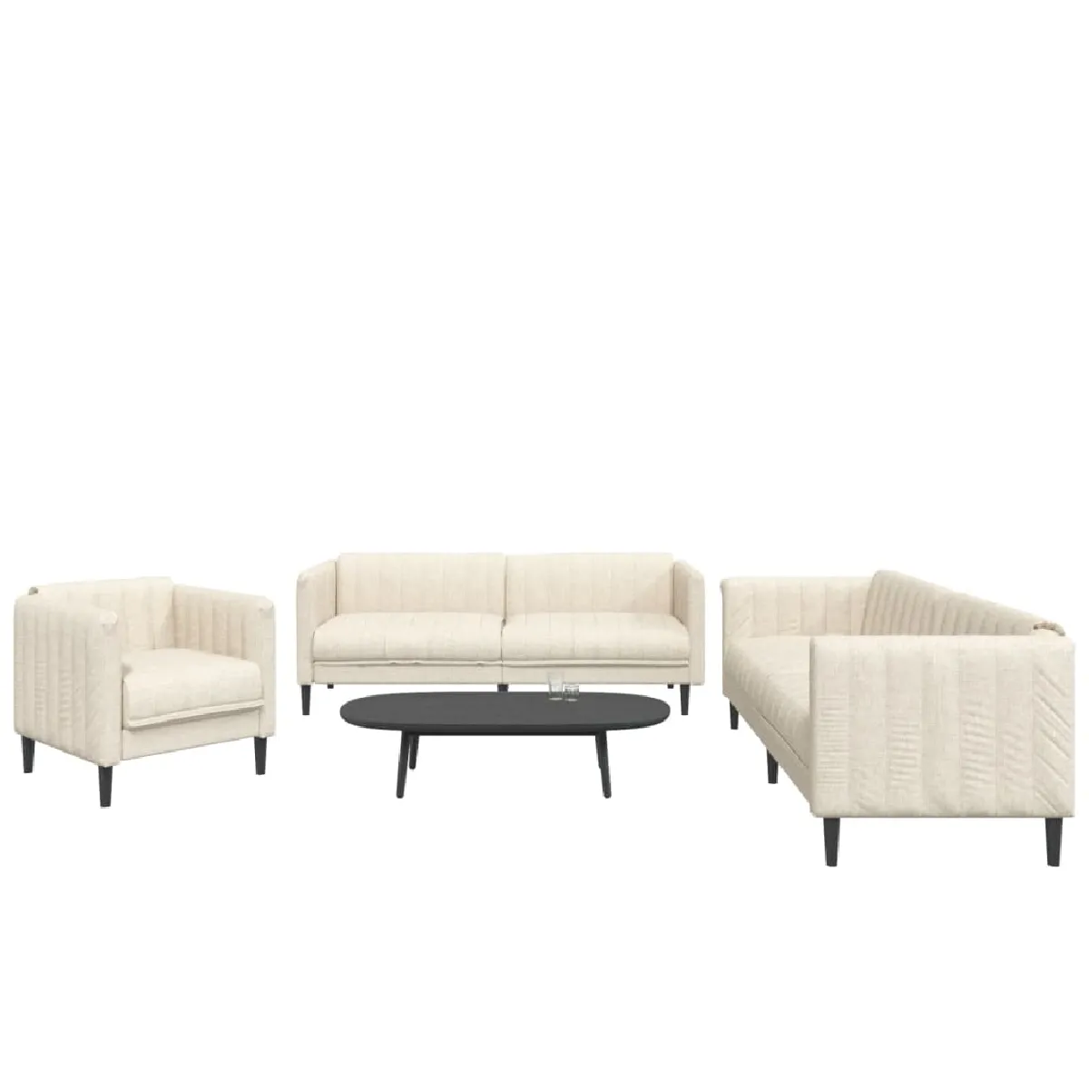 vidaXL Ensemble canapés 3 pièces Crème - vue 2