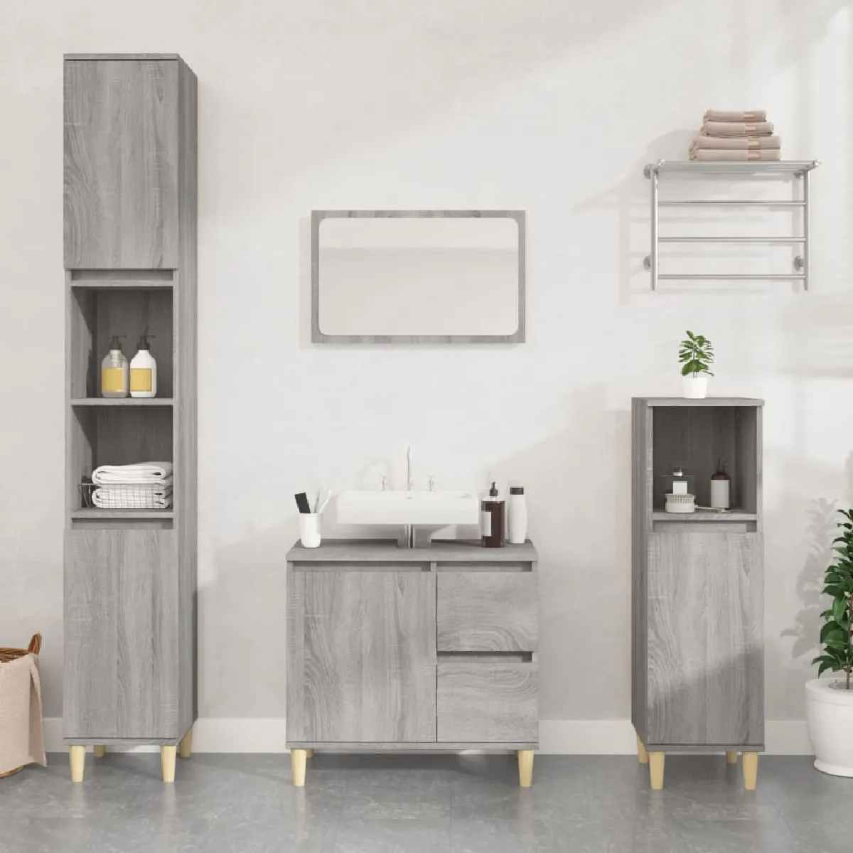 vidaXL Armoire salle de bain - Sonoma gris