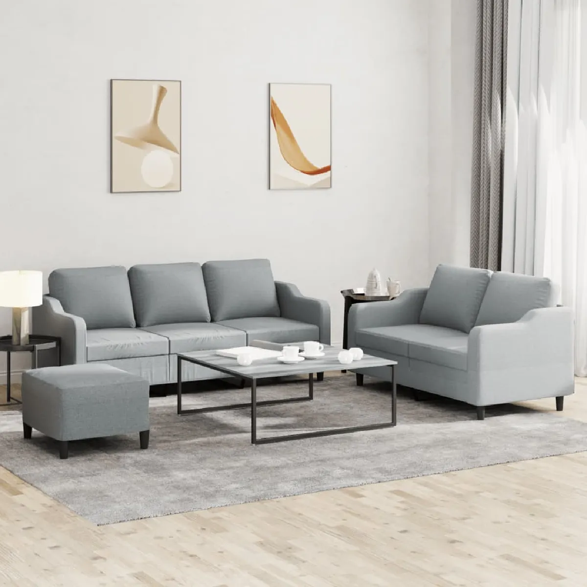vidaXL Ensemble de Canapés avec Coussins 3 pcs Canapés avec Accoudoirs et Dossier Ensemble de Meubles Mobilier de Salon 3201686 - vue 4