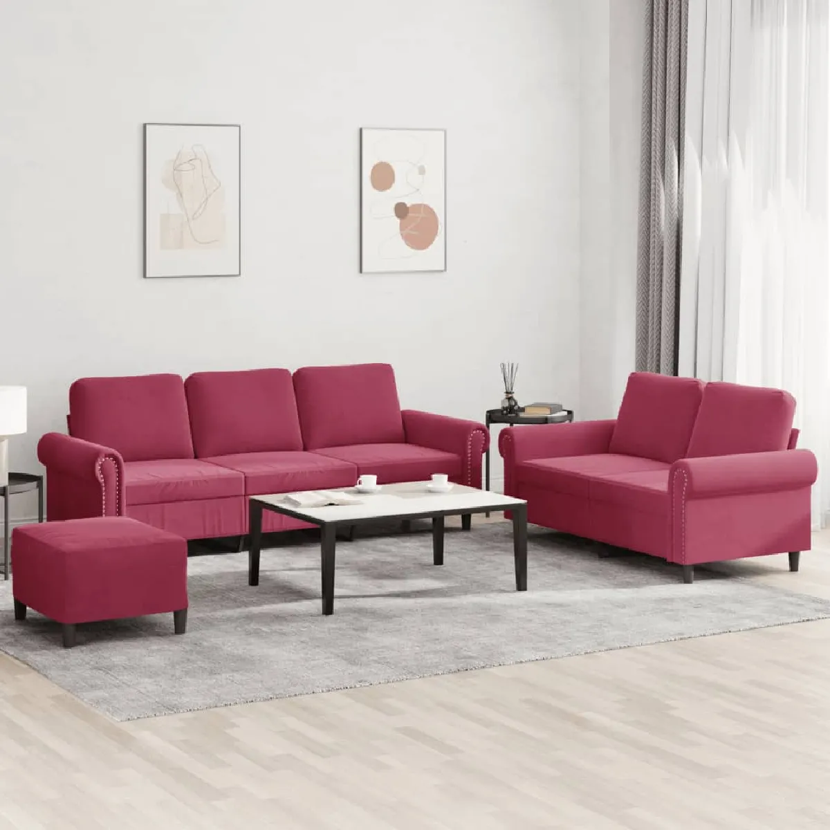 vidaXL Ensemble 3 pcs Rouge